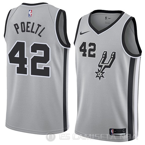 Camiseta Jakob Poeltl #42 San Antonio Spurs Statement 2018 Gris - Haga un click en la imagen para cerrar